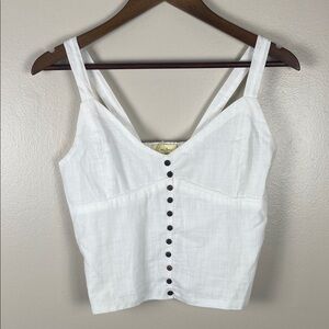 Love Notes Medium White Button-Front Crop Top